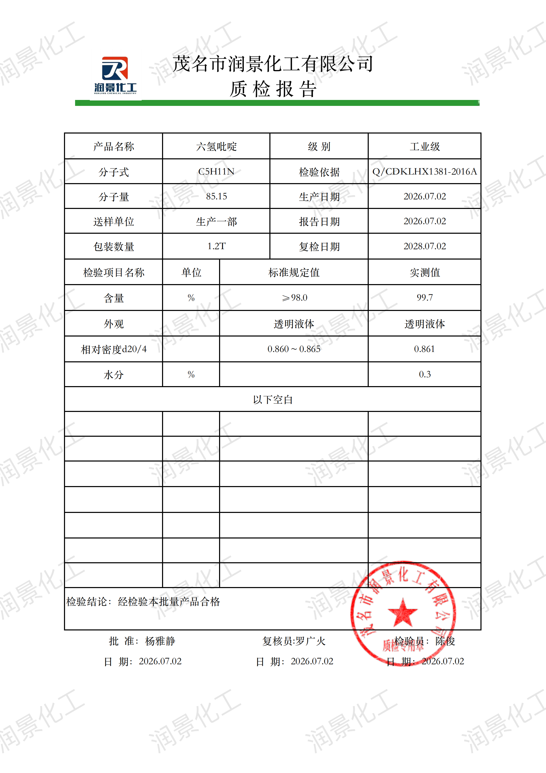 工业级哌啶质检报告（润景）_00.png