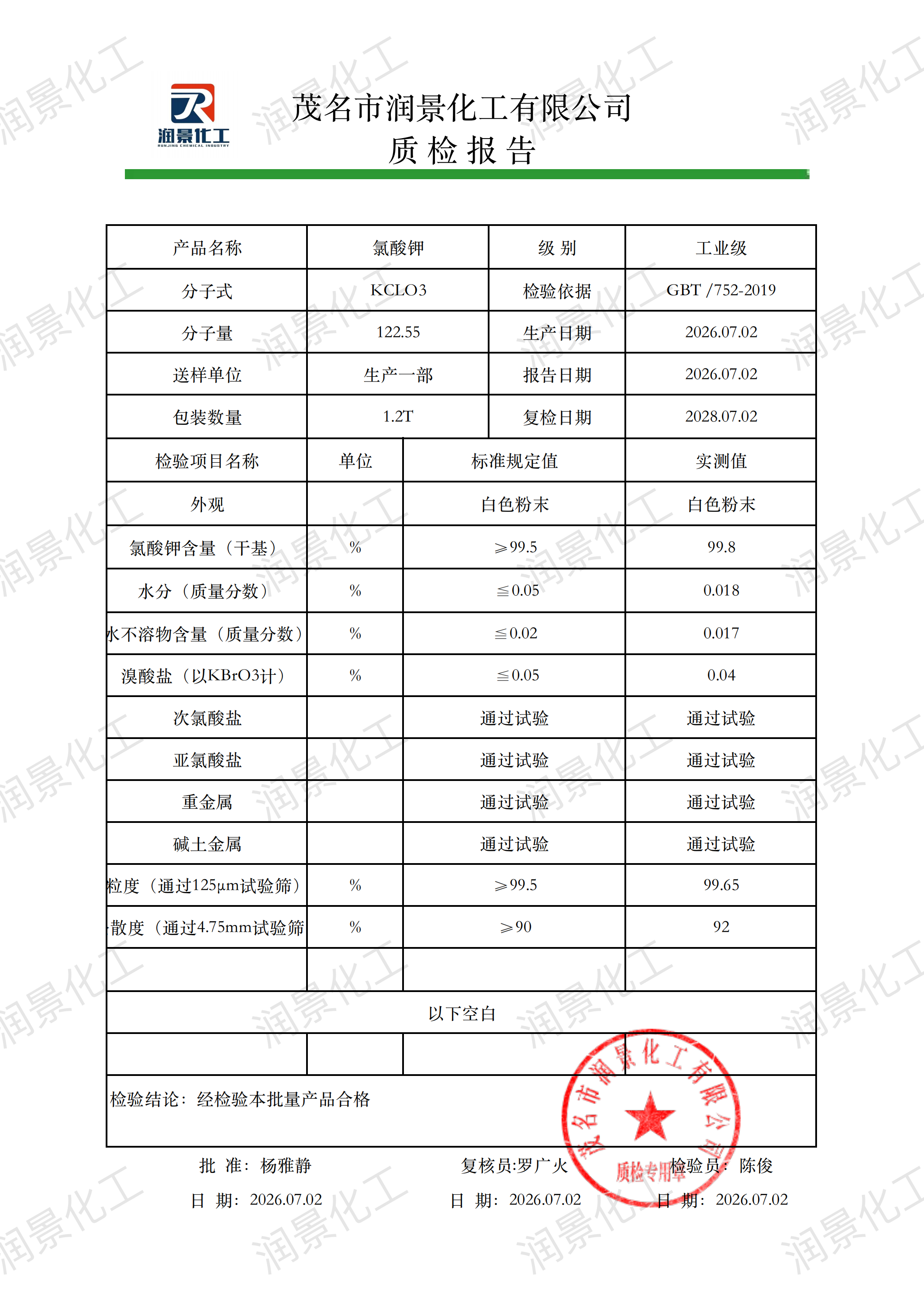 工业级氯酸钾质检报告（润景）_00.png